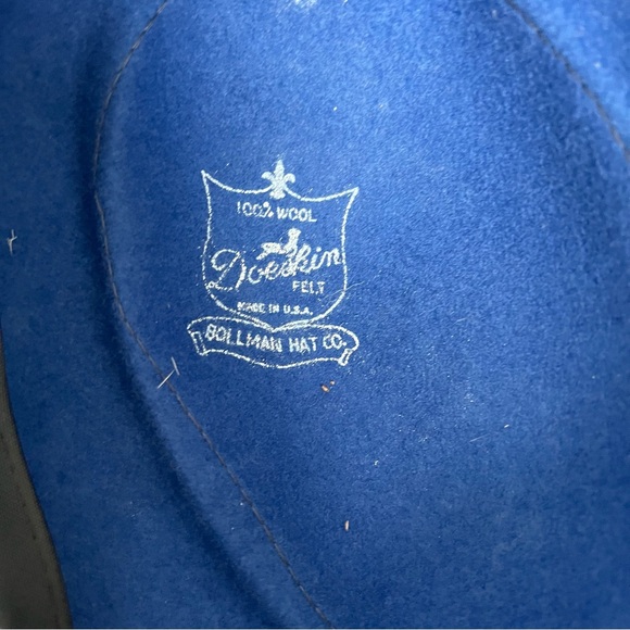 VTG Karen Lynn deep blue pillbox cap hat face mesh wool doeskin felt cosplay - Picture 5 of 5